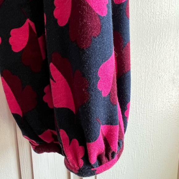 Boden Midi Floral Wrap Dress Long Sleeve Navy Maroon Pink Size 10L - Picture 5 of 9